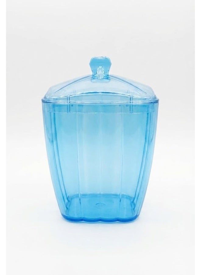Acrylic Crystal-Look Sugar Bowl & Candy Jar - Multipurpose Storage Container with Lid for Spices & Sweets - Cyan Blue - Image 1